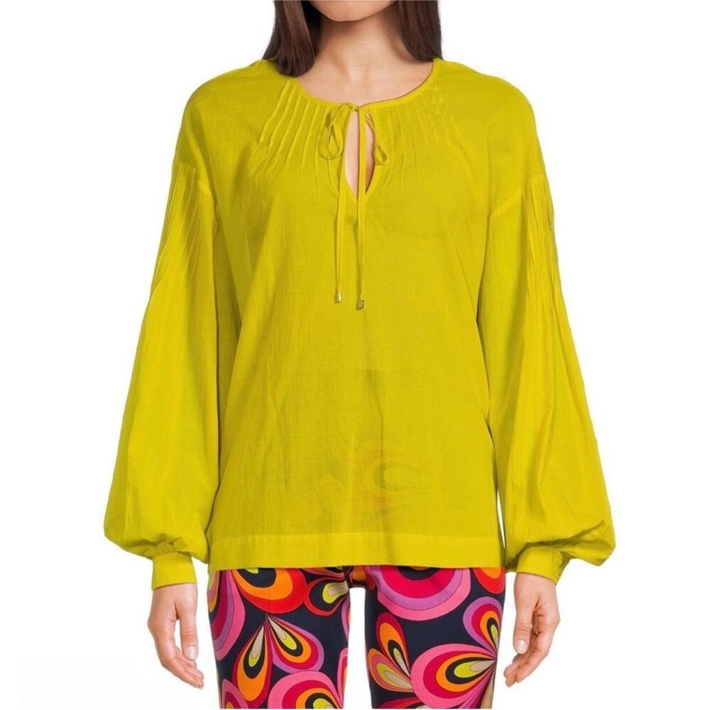 NWT Trina Turk Cape Coral 100%‎ Cotton Blouse Top, Yellow Sunshine State, Medium